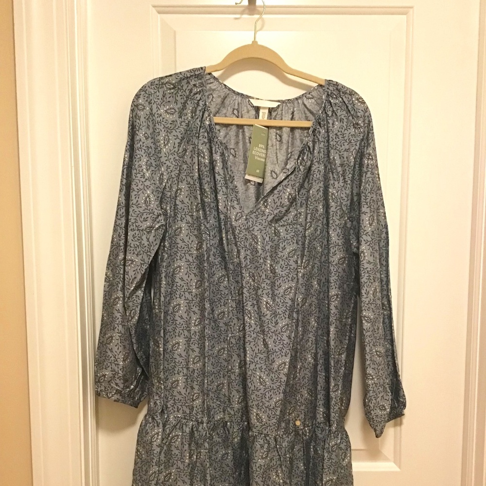 H&M Blue Floral Flounce Dress - Size M